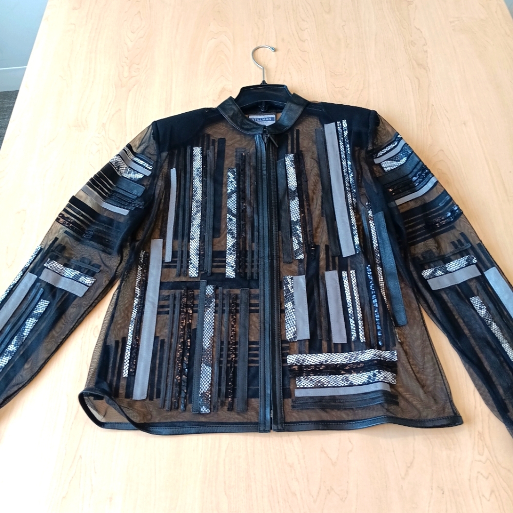 Stillman Studio "XL" Genuine Lamb Skin womans jacket. Tri color Skyscraper.
